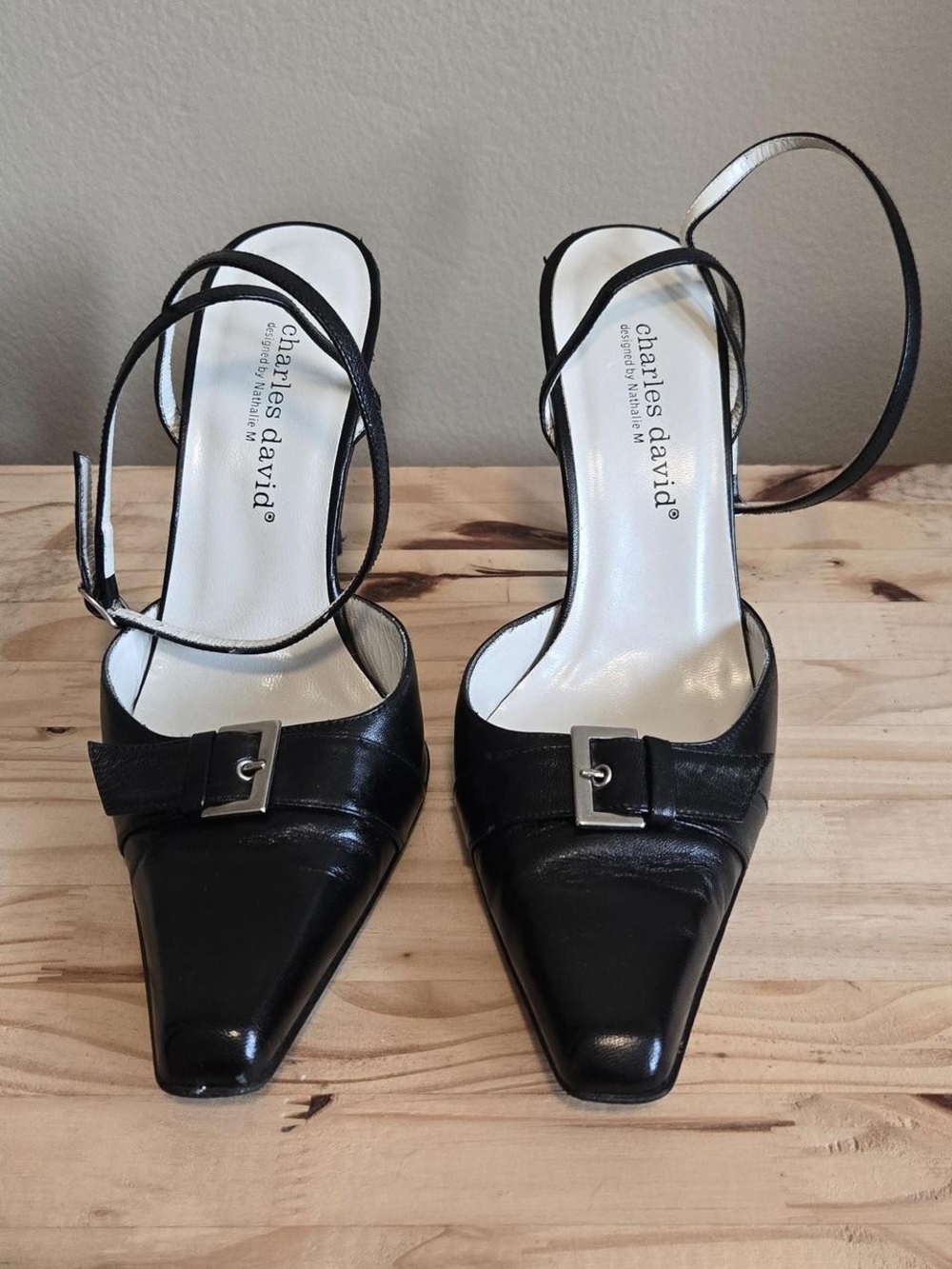 Vintage Charles David Leather Slingback Heels